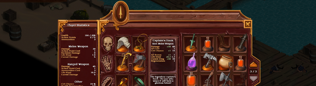 Many items in the player inventory